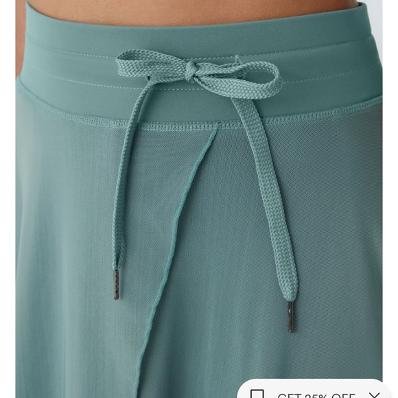 NWT HALARA High Waisted Drawstring Contrast Mesh 2-in-1 Pocket Flowy Midi Flare - Picture 8 of 13